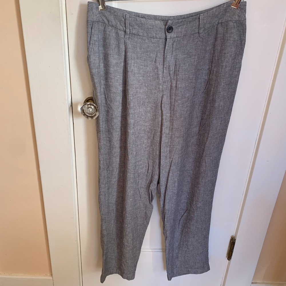 A New Day Gray Linen Blend High Rise Tapered Ankle Pants Size 12 Womens